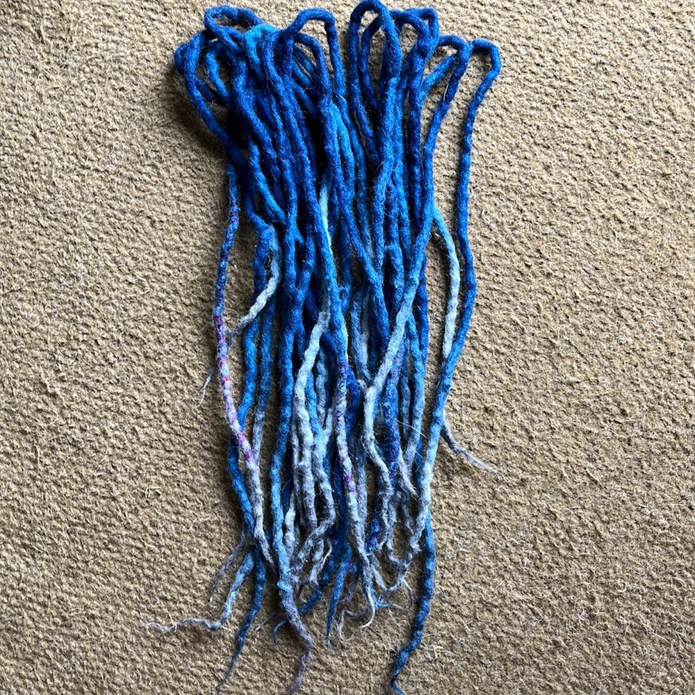 14 Double ended accent set of beautiful blue and gray ombré dreads